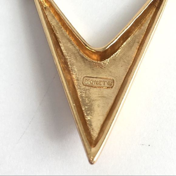 Vintage Monet Necklace V Link Gold Tone Statement - Picture 6 of 8